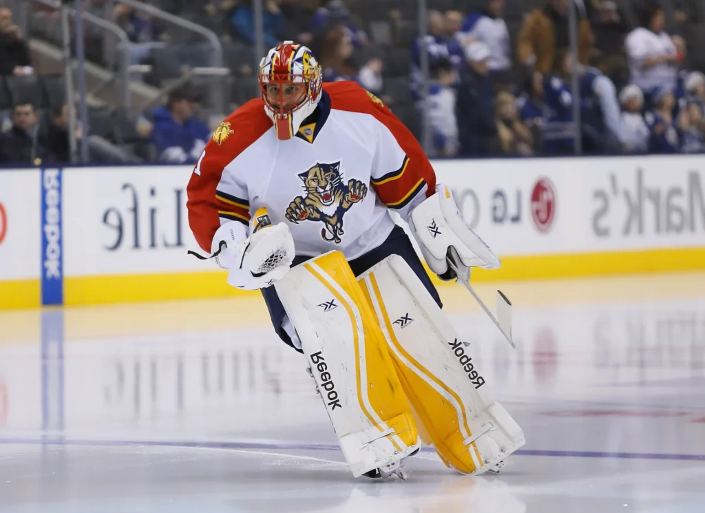 Roberto Luongo met de Florida Panthers - Illustratie foto van Fortune artikel Roberto Luongo