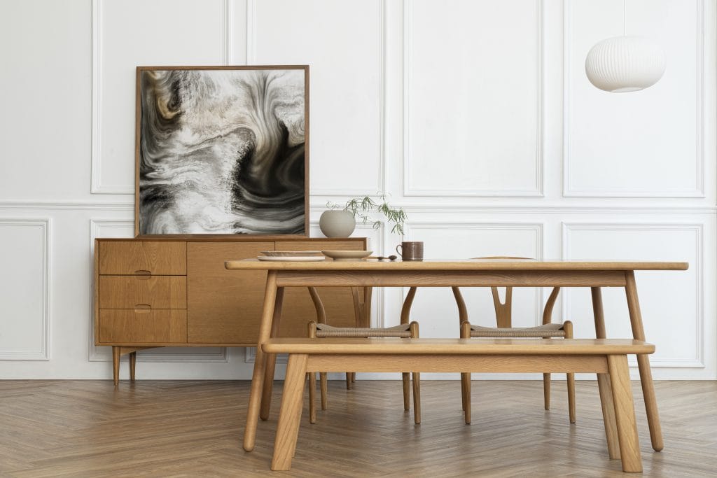 Refined interior with Mintjens oak furniture, embodying the brand's timeless elegance and quality.