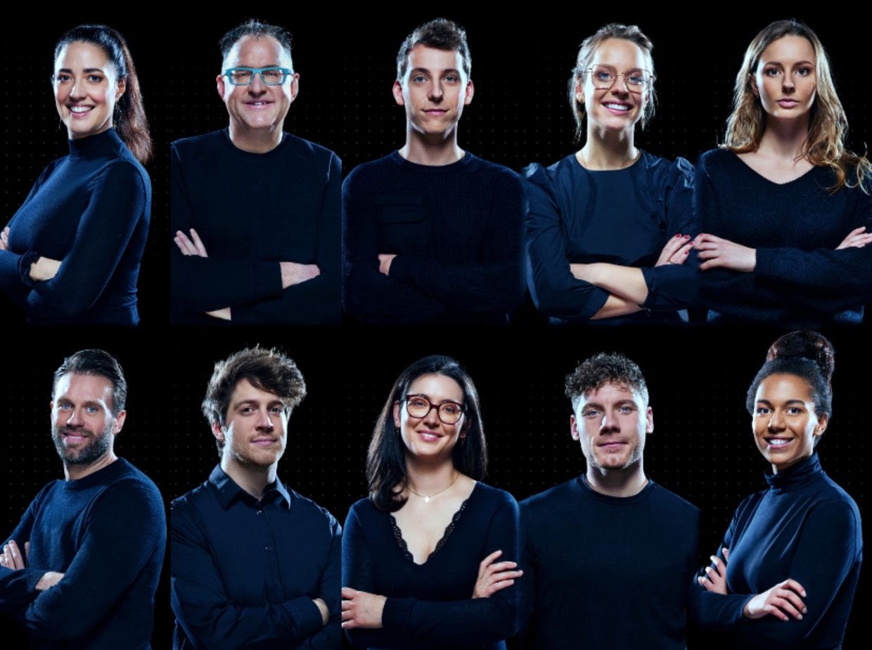  Portraits d'équipe de Woestijnvis, reflétant l'esprit d'innovation médiatique chère à Wouter Vandenhaute.