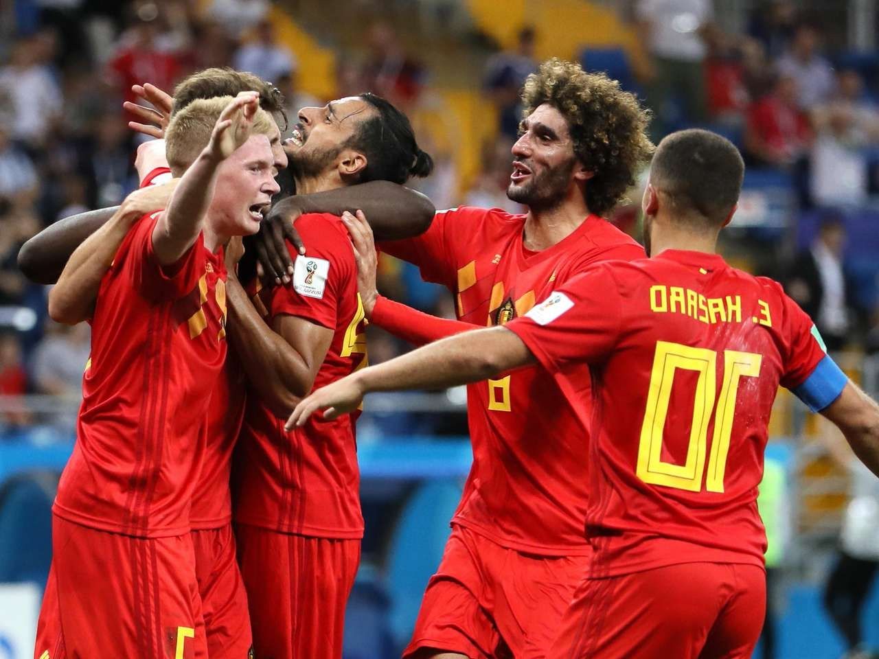 Belgian goal against Russia with Marouane Fellaini