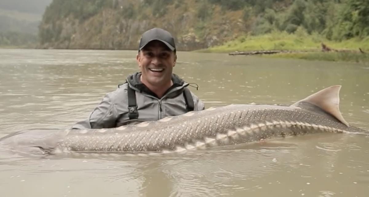 Cyril Chauquet with a huge fish to match his fortune