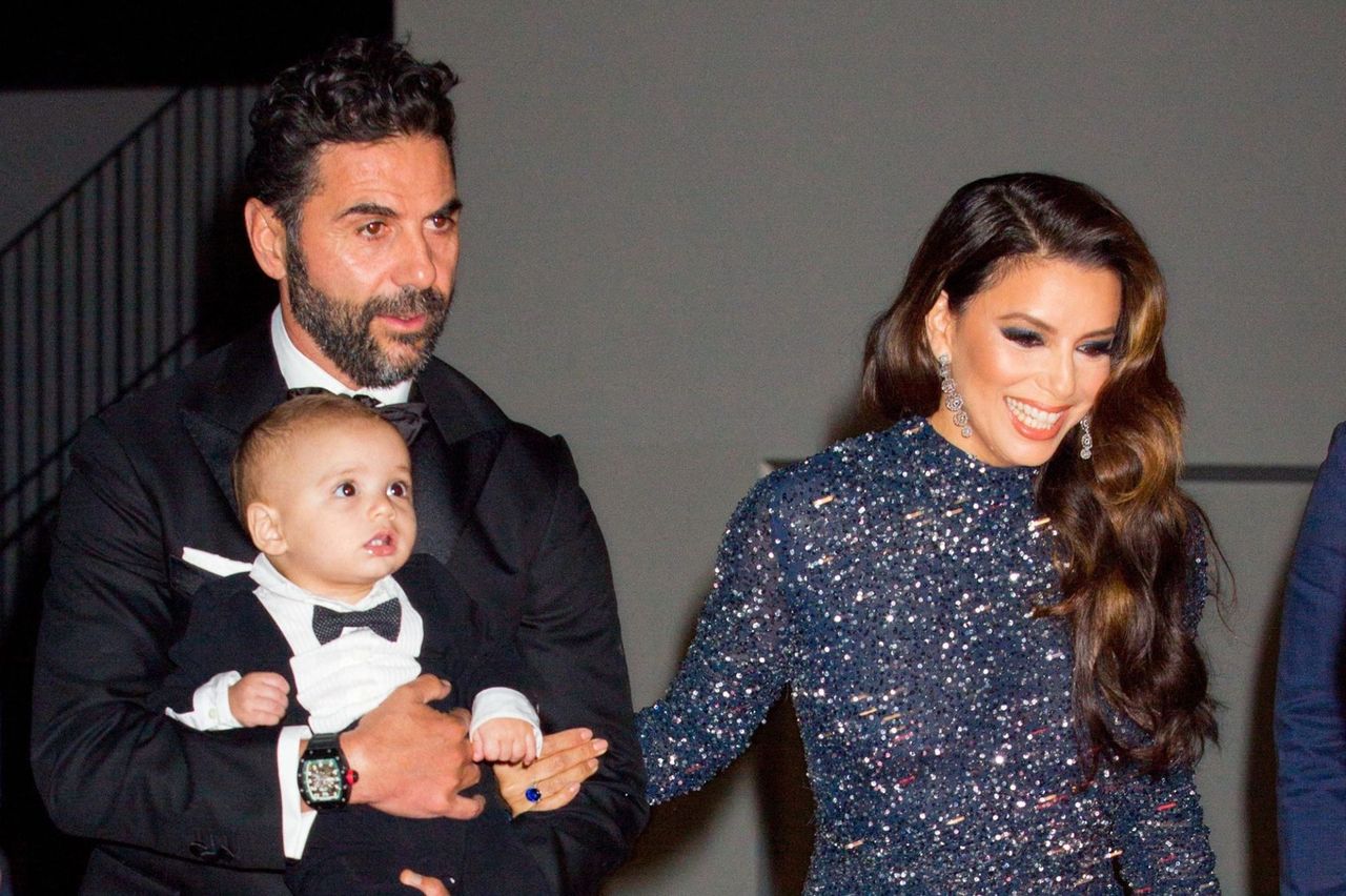Eva Longoria and her husband Jose Antonio Bastion and their child 