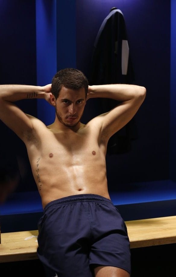 Eden Hazard shirtless in a Nivea ad