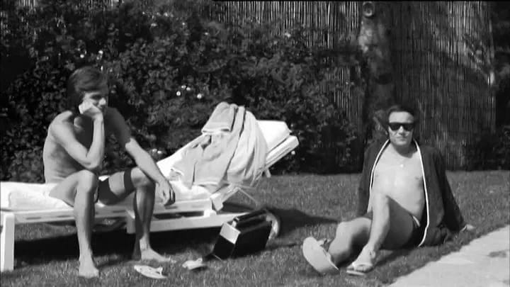 Claude François and Jacques Revaux by the pool - illustration from the article Fortune Jacques Revaux