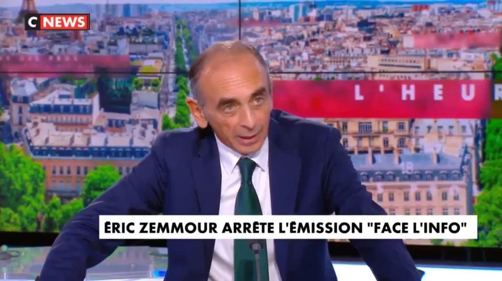 Éric Zemmour arrête face à l'info