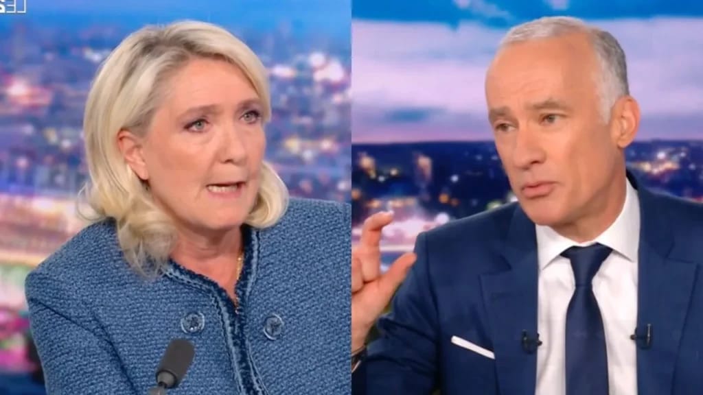 Marine Le Pen en Gilles Bouleau - Illustratie van het artikel Fortune Gilles Bouleau