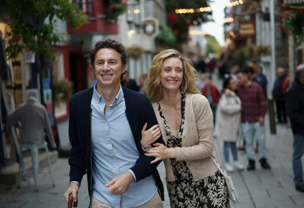 Zach Braff and Evelyne Brochu - Illustration photo for the Evelyne Brochu Net Worth article