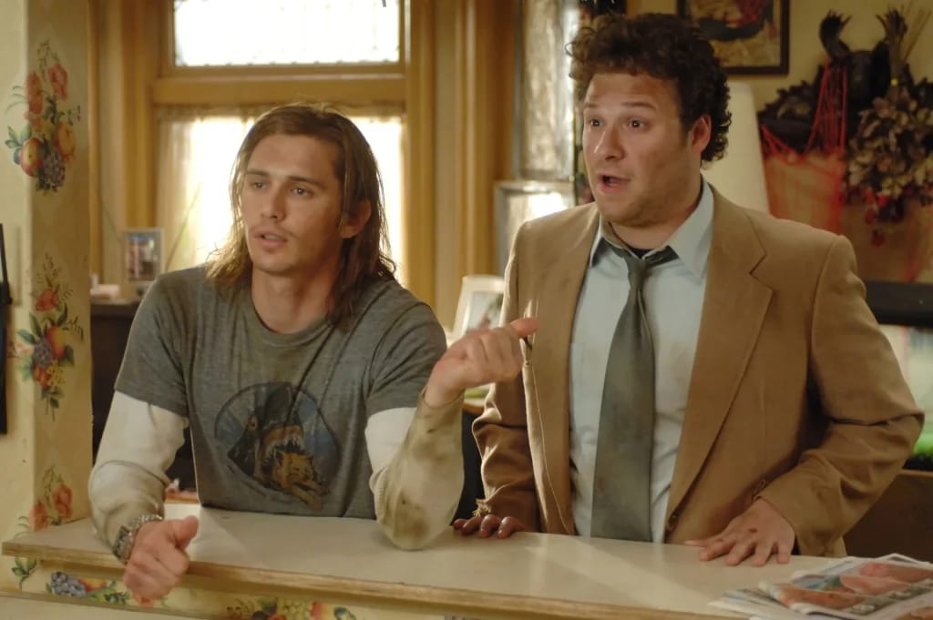 James Franco en Seth Rogen in Pineapple Express - Illustratiefoto van het artikel Vermogen Seth Rogen