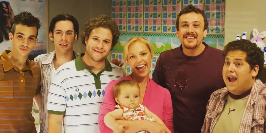 Die Besetzung von Knocked Up - Illustrationsfoto des Artikels Vermögen Jay Baruchel